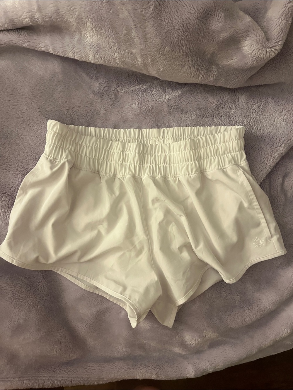 Women’s White Athletic Shorts with Elastic Waist